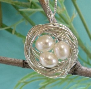 pearl birds nest necklace by Sailorgirl Jewelry