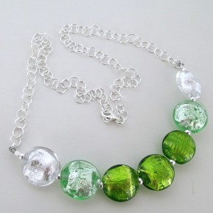 spring green sparkle necklace by sailorgirl jewelry